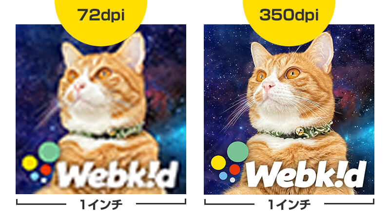 72dpiと350dpiの違い